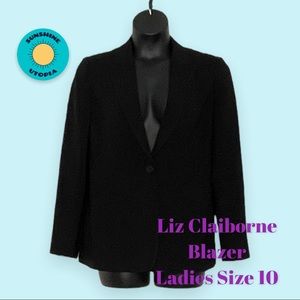 Like New Liz Claiborne Black Ladies Blazer Suit Jacket Size 10